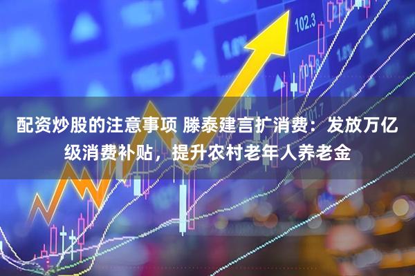 配资炒股的注意事项 滕泰建言扩消费:发放万亿级消费补贴,提升农村老年人养老金